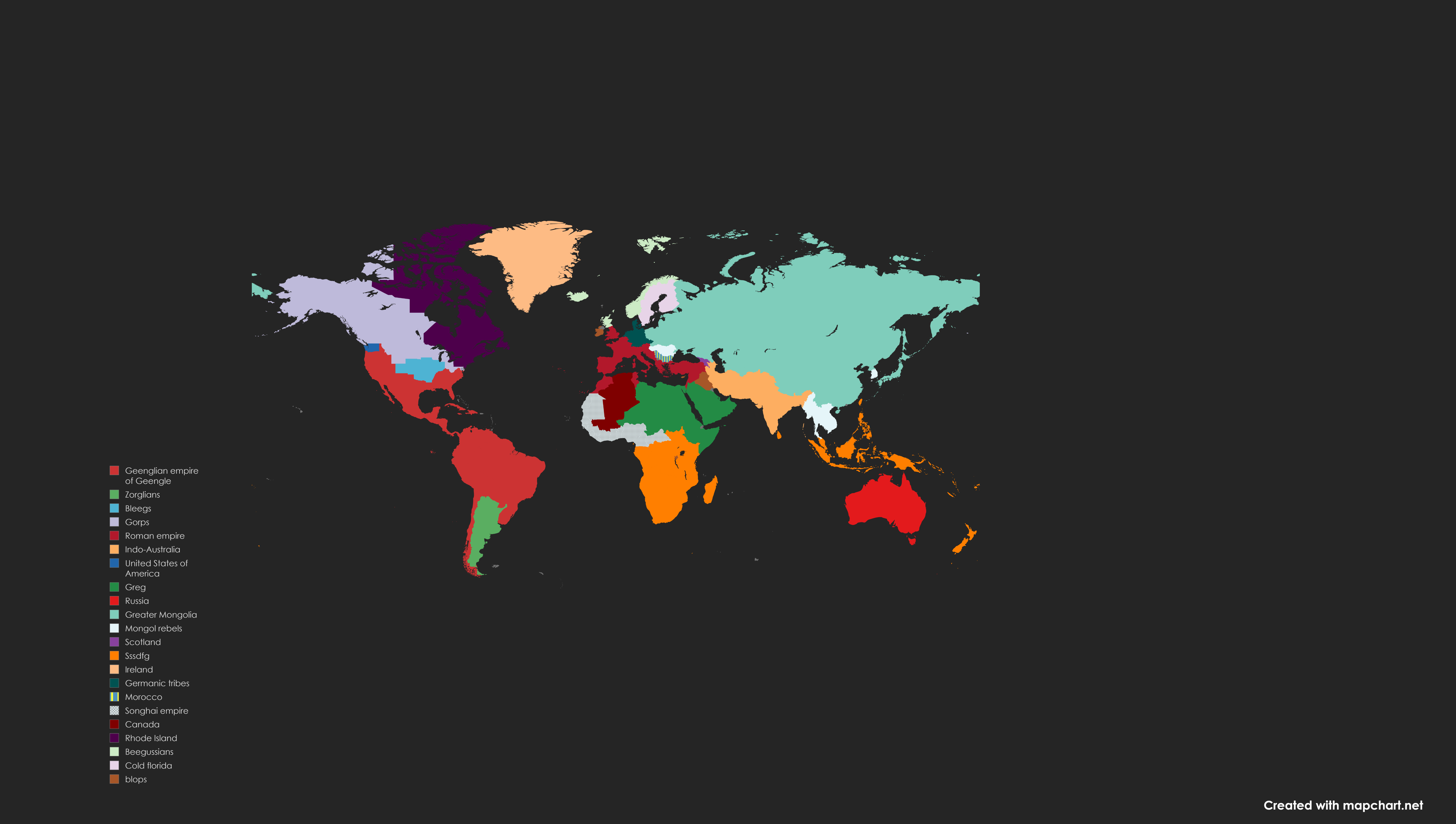 A historical rendering showing global boundaries as they appeared in the third century.