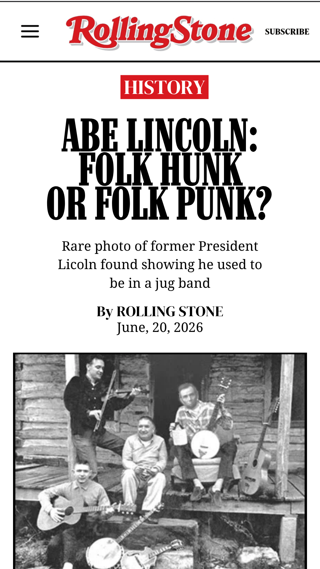 A rare archival image reportedly showing former President Abraham Lincoln as part of a musical group.