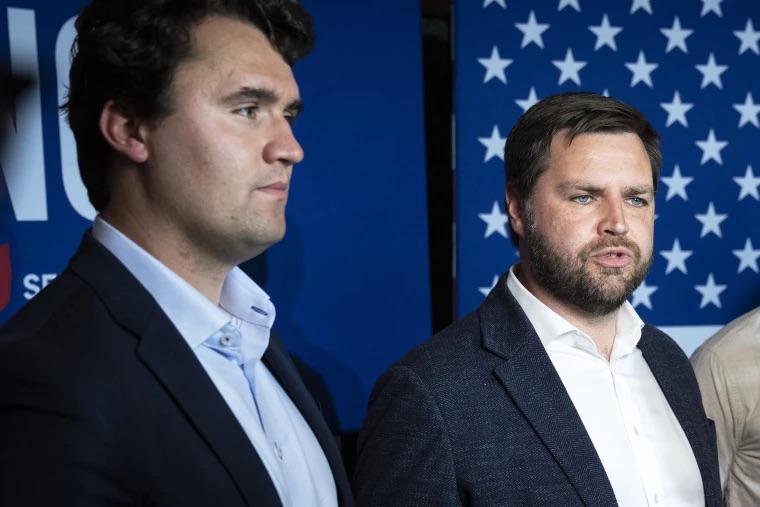 Charlie Kirk and JD Vance at a previous public event for Turning Point USA.