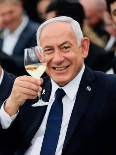 Israeli Prime Minister Benjamin Netanyahu raising a toast.