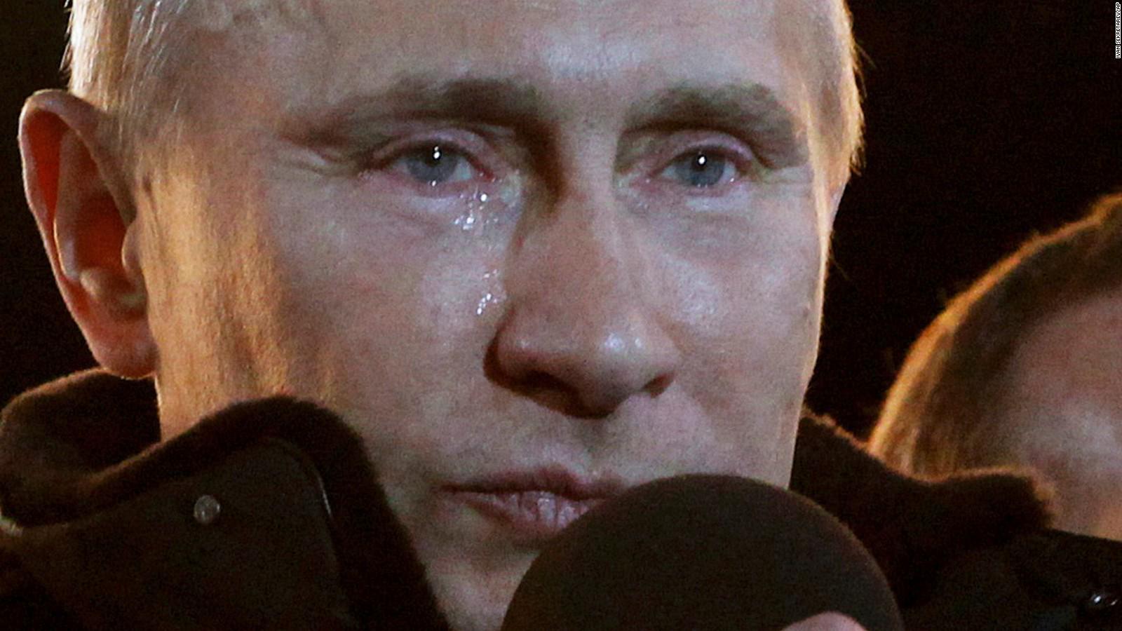 A file photo of Russian President Vladimir Putin during a public emotional moment.