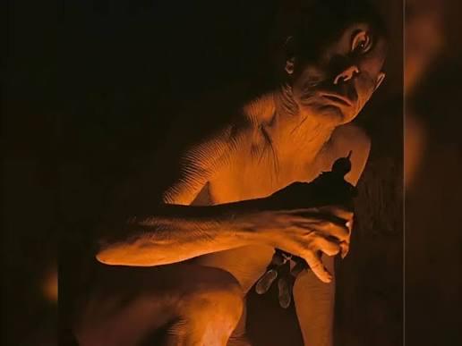 A production still reportedly shows the character of the Cyclops from the 2026 film 'The Odyssey.'