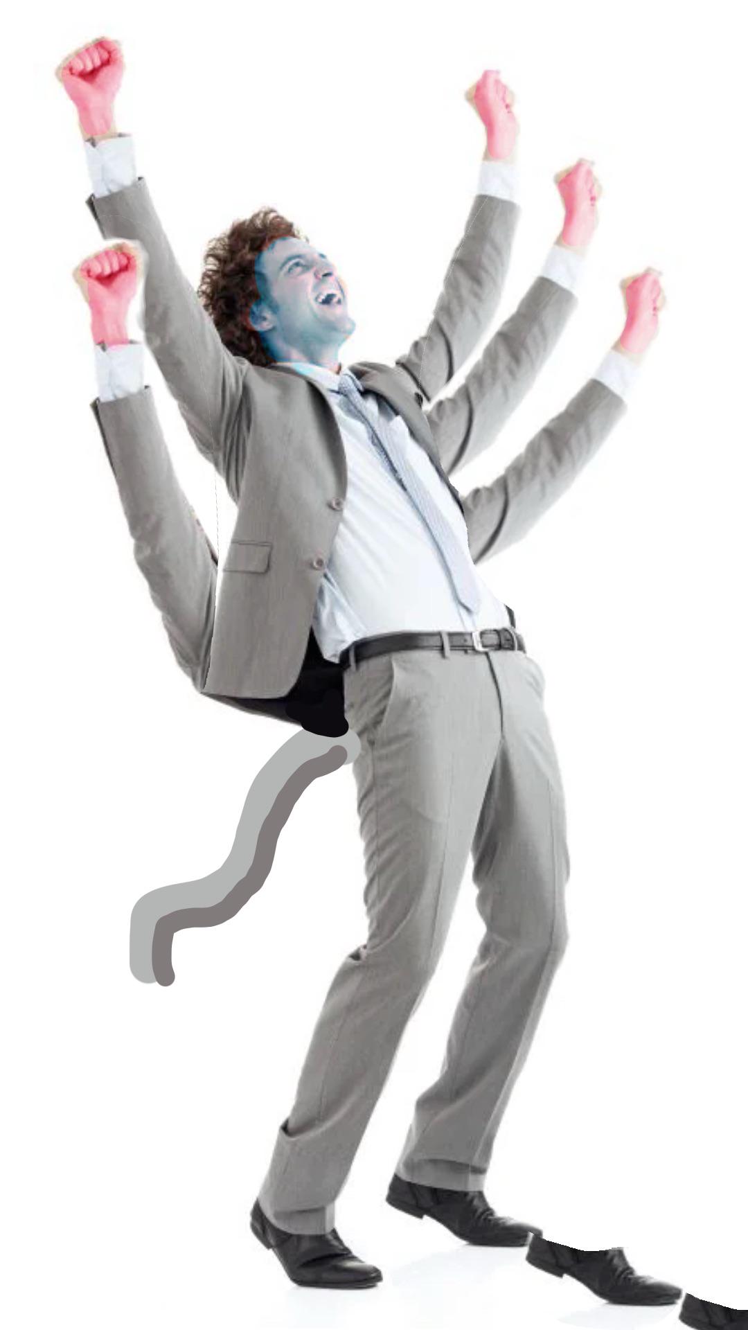 A representation of a modern human being showing specialized hunting limbs.