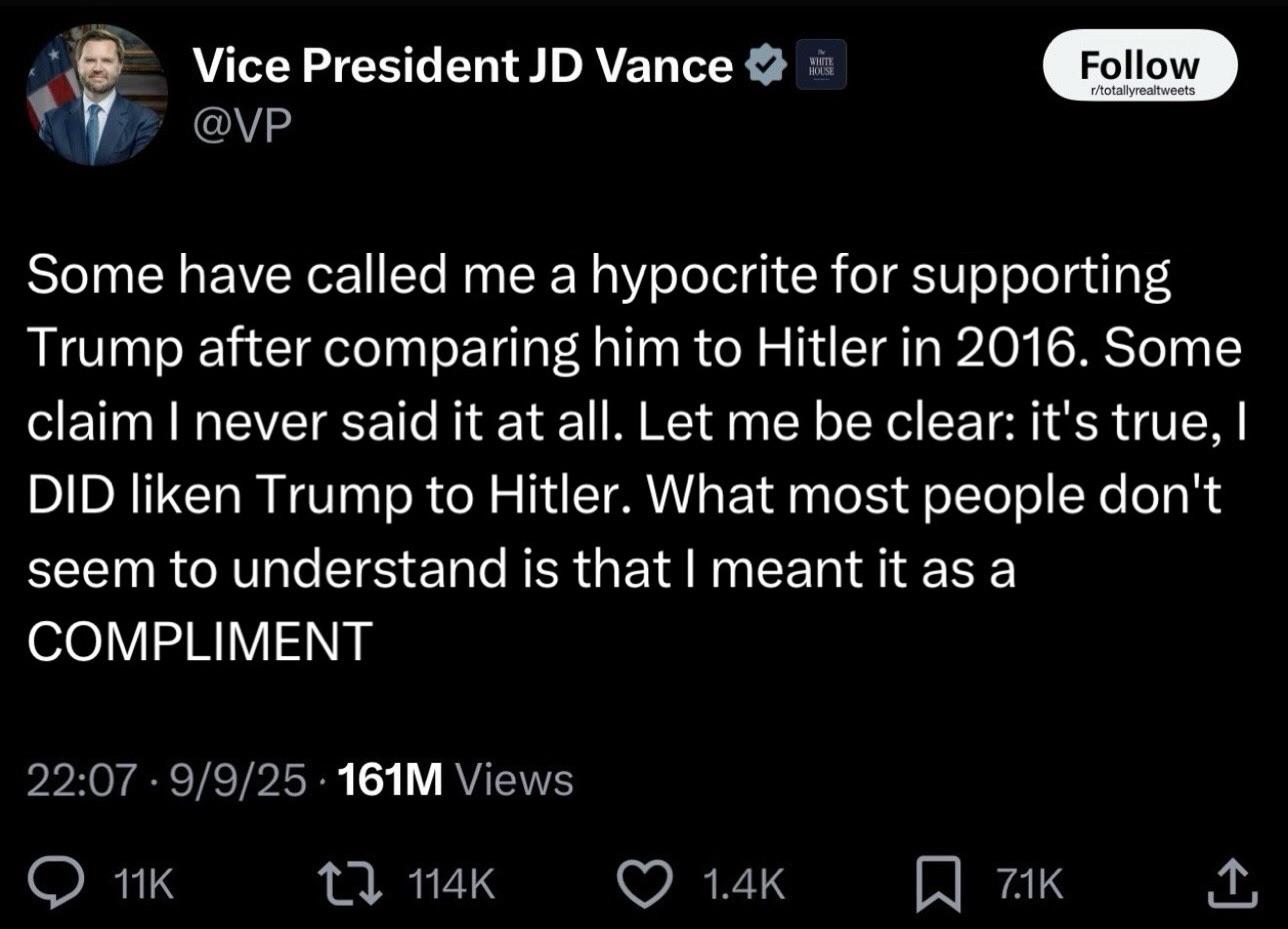 A recent social media post from Vice President JD Vance addresses his past political stances.