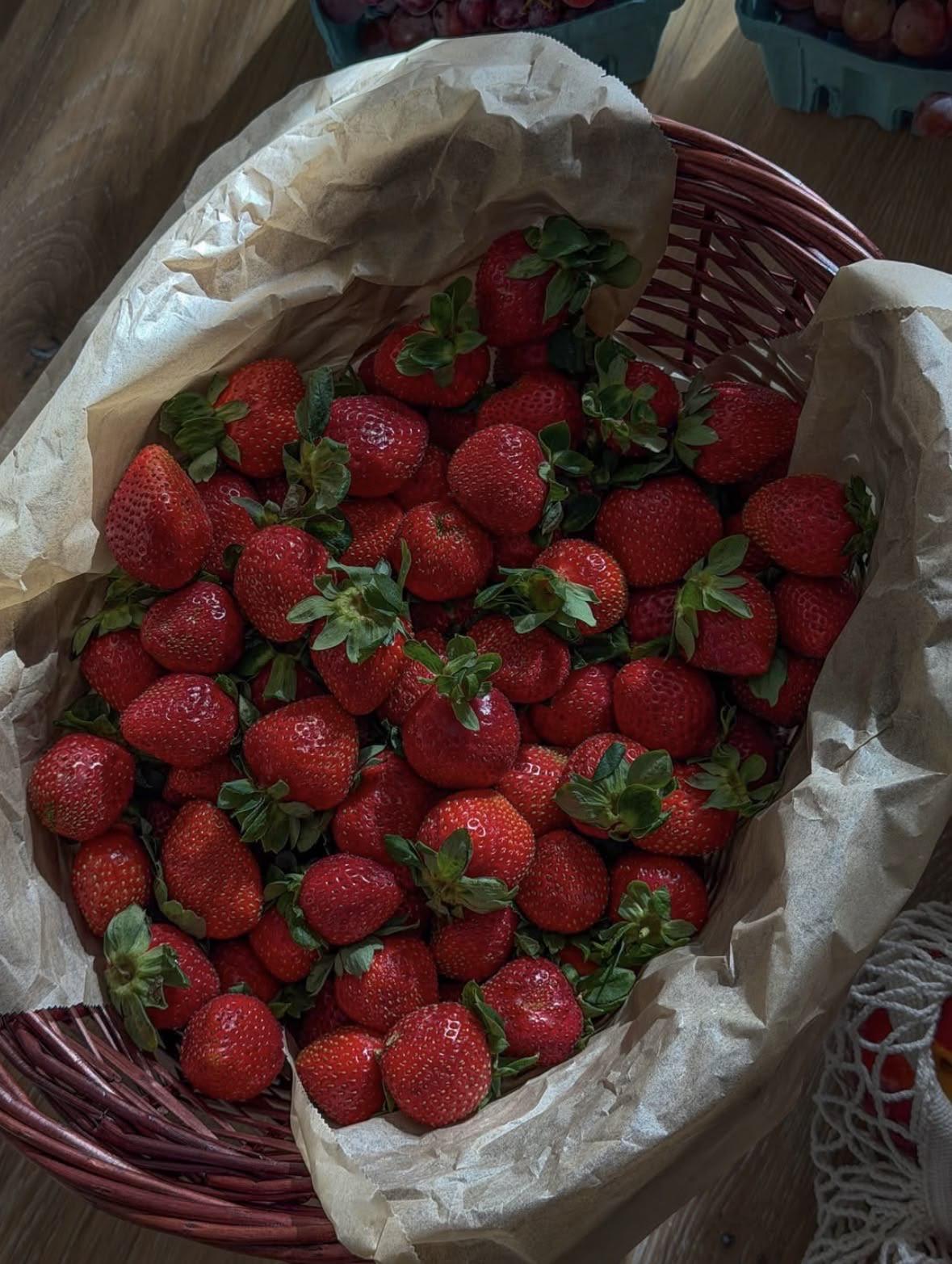 A basket of red produce recently identified by community members as pickled onions.